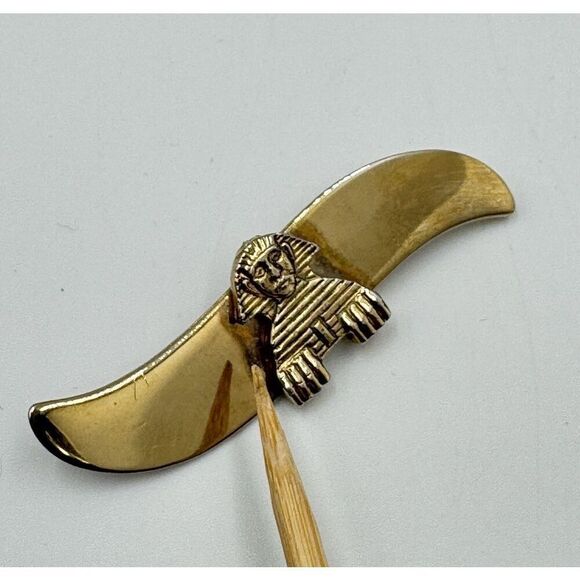 Rare Vintage Hobé Signed Gold Tone Egyption Revival Sphinx Lapel‎ Pin Brooch - Picture 8 of 10